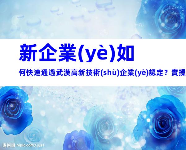 新企業(yè)如何快速通過武漢高新技術(shù)企業(yè)認定？實操指南